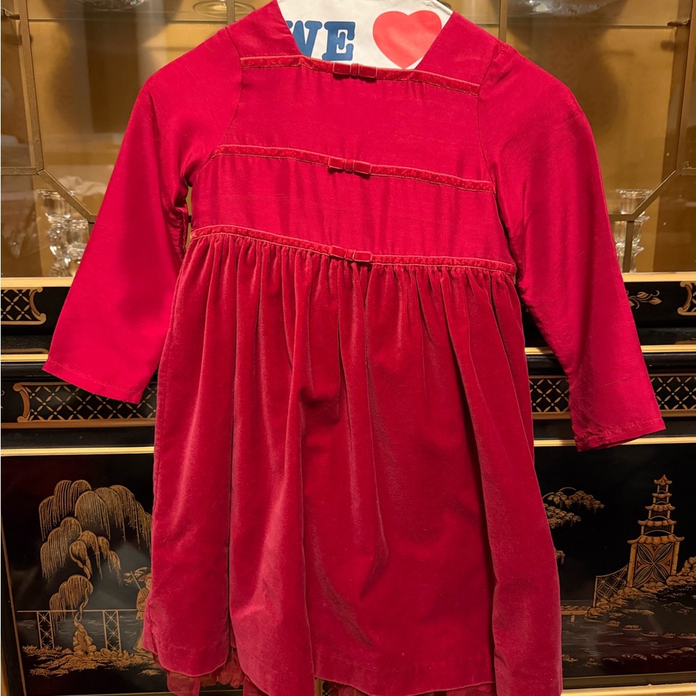 Gymboree Girls Red Velvet Dress - Long Sleeve